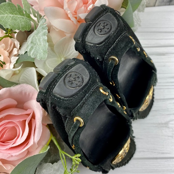Tory Burch Black Alexandra Logo Moccasins Size 7 - Picture 5 of 8
